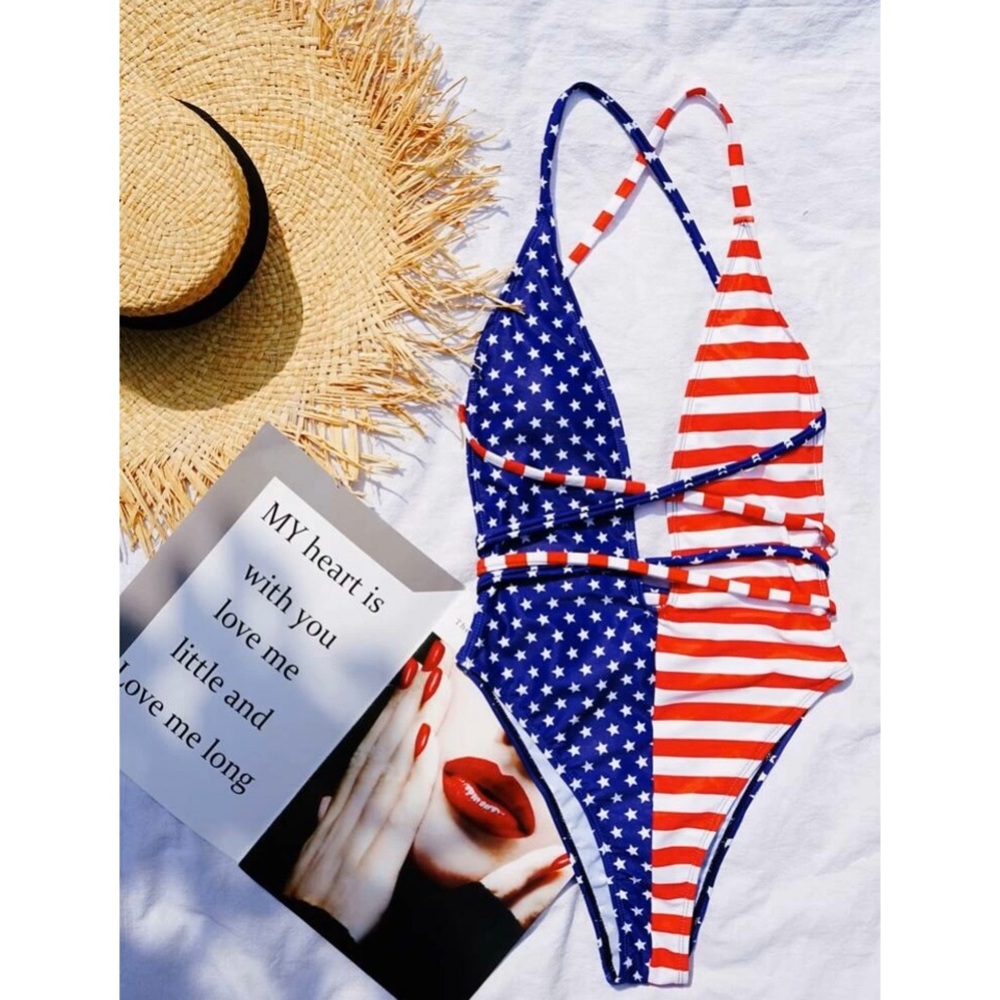 LAST 1! 5🌟SELLER American Flag One-Piece Swimsuit - Picture 2 of 5